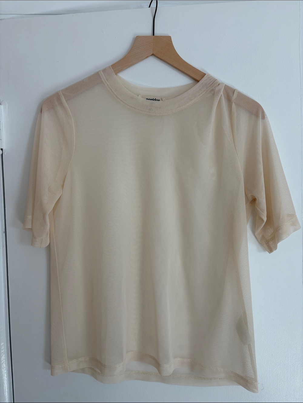 Anthropologie Sheer Short-Sleeve Mesh Top - Cream L